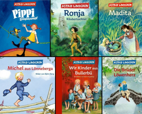 Collage Bücher Astrid Lindgren